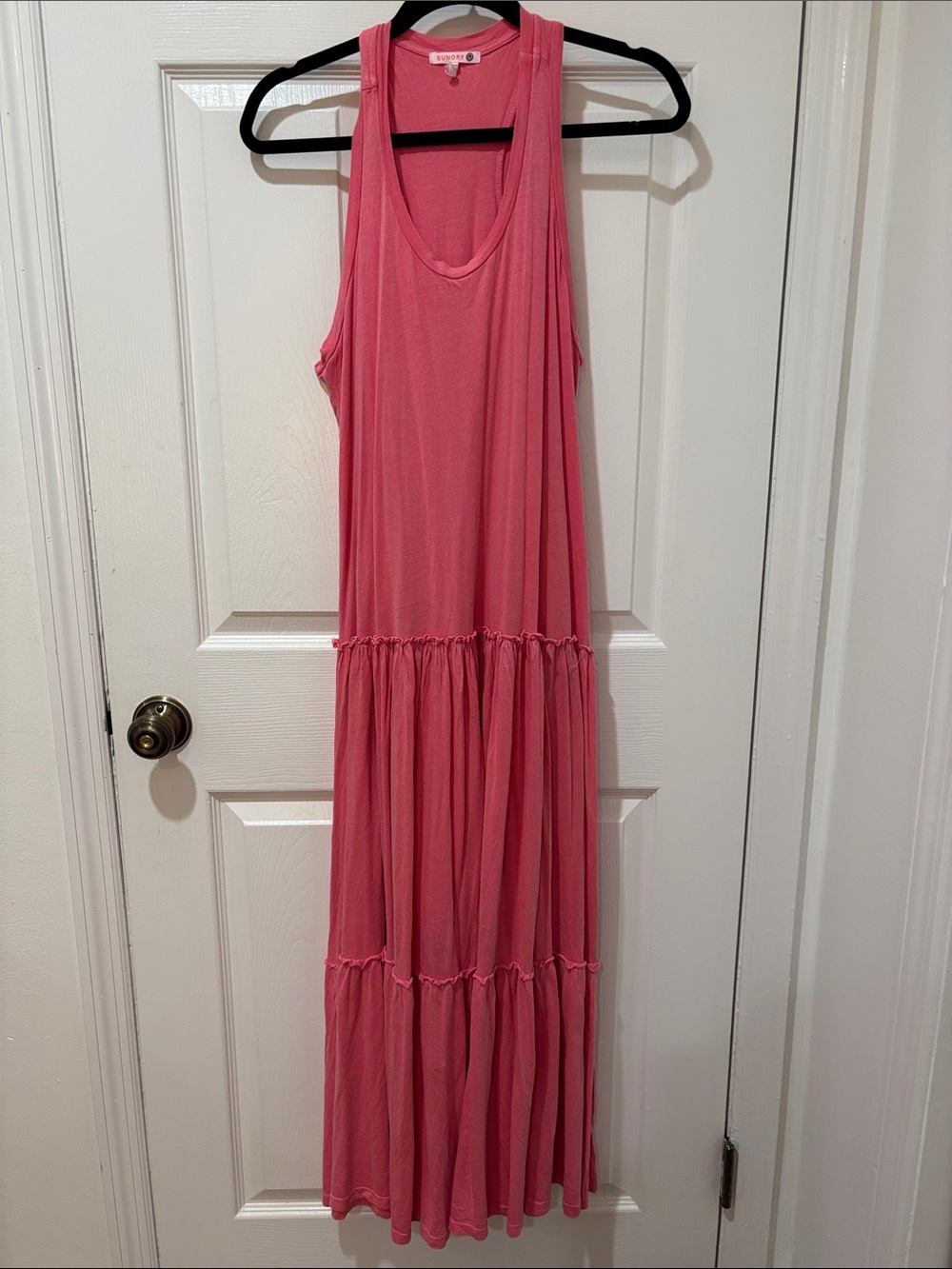 Pink Tiered Racerback Maxi Dress
